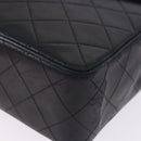 CHANEL Matelasse Chain Shoulder Bag Lamb Skin Black Gold Tone CC Auth 198373V-14