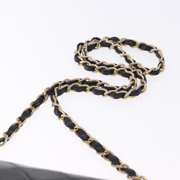 CHANEL Matelasse Chain Shoulder Bag Lamb Skin Black Gold Tone CC Auth 198373V