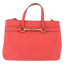 GUCCI Hand Bag Leather 2way Red Gold 319795 Auth 198375V-13