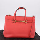 GUCCI Hand Bag Leather 2way Red Gold 319795 Auth 198375V-12