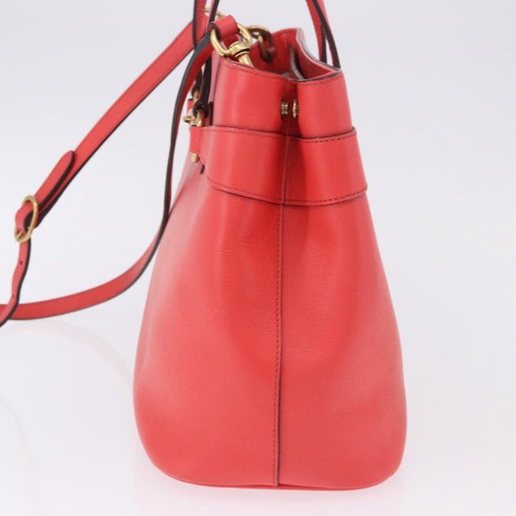 GUCCI Hand Bag Leather 2way Red Gold 319795 Auth 198375V
