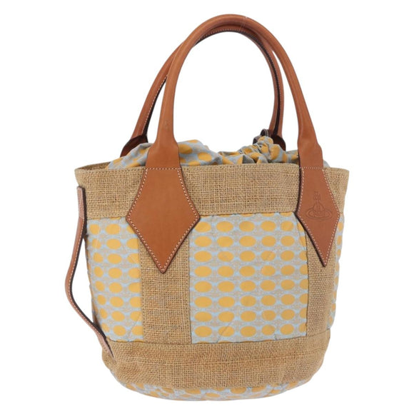 Vivienne Westwood Hand Bag Straw Light Blue Beige Auth 198376
