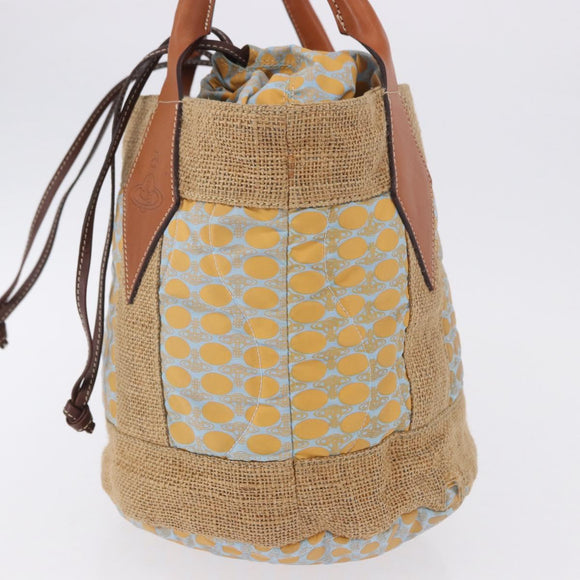 Vivienne Westwood Hand Bag Straw Light Blue Beige Auth 198376