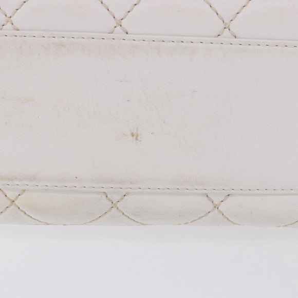 CHANEL Wild Stitch Hand Bag Leather White Gold Tone CC Auth 198377A