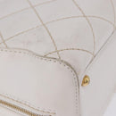 CHANEL Wild Stitch Hand Bag Leather White Gold Tone CC Auth 198377A-15