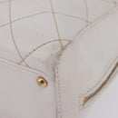 CHANEL Wild Stitch Hand Bag Leather White Gold Tone CC Auth 198377A-16
