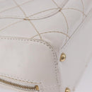 CHANEL Wild Stitch Hand Bag Leather White Gold Tone CC Auth 198377A-17