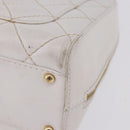 CHANEL Wild Stitch Hand Bag Leather White Gold Tone CC Auth 198377A-9