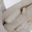 CHANEL Wild Stitch Hand Bag Leather White Gold Tone CC Auth 198377A-10