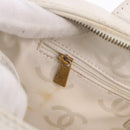 CHANEL Wild Stitch Hand Bag Leather White Gold Tone CC Auth 198377A-23
