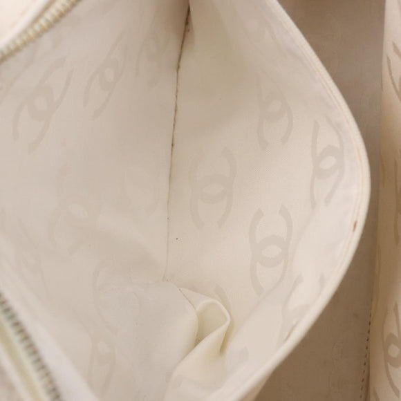 CHANEL Wild Stitch Hand Bag Leather White Gold Tone CC Auth 198377A