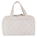 CHANEL Wild Stitch Hand Bag Leather White Gold Tone CC Auth 198377A-2