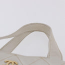 CHANEL Wild Stitch Hand Bag Leather White Gold Tone CC Auth 198377A-14