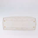 CHANEL Wild Stitch Hand Bag Leather White Gold Tone CC Auth 198377A-5