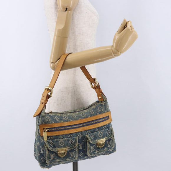 LOUIS VUITTON Monogram Denim Buggy PM Shoulder Bag Blue M95049 LV Auth 198378V