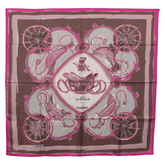 HERMES Carre 90 Scarf Silk Pink Auth 198386M