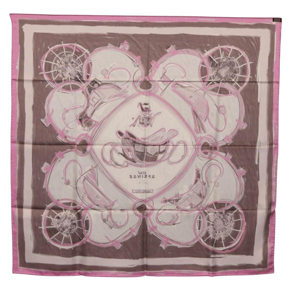HERMES Carre 90 Scarf Silk Pink Auth 198386M
