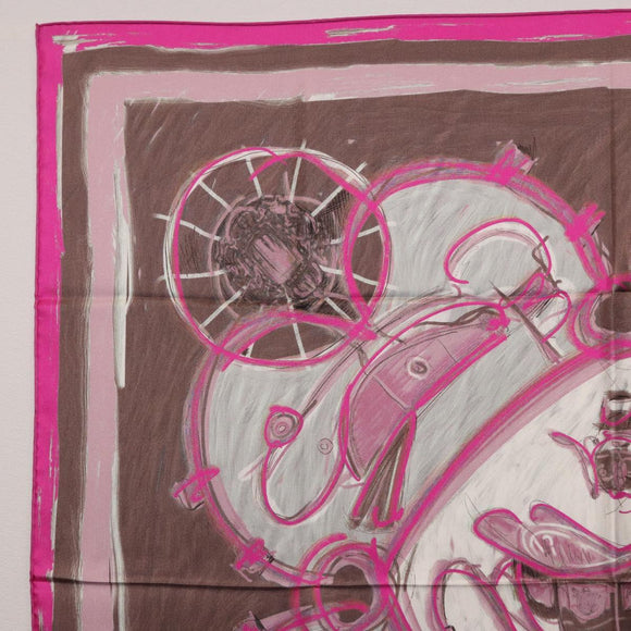 HERMES Carre 90 Scarf Silk Pink Auth 198386M