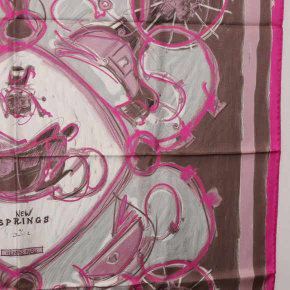 HERMES Carre 90 Scarf Silk Pink Auth 198386M