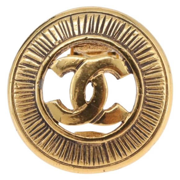 CHANEL COCO Mark Earring Metal Gold Tone CC Auth 198443V