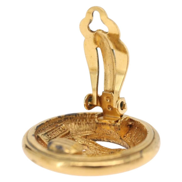 CHANEL COCO Mark Earring Metal Gold Tone CC Auth 198443V