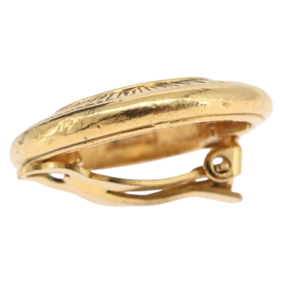 CHANEL COCO Mark Earring Metal Gold Tone CC Auth 198443V