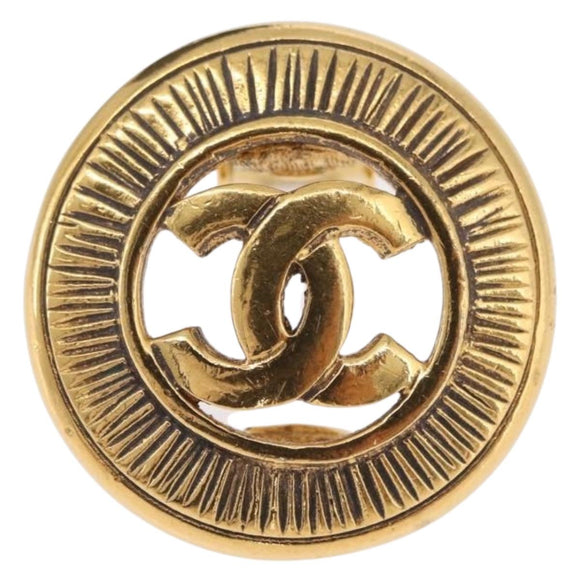 CHANEL COCO Mark Earring Metal Gold Tone CC Auth 198443V