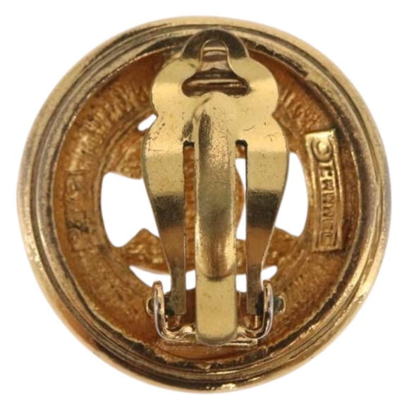 CHANEL COCO Mark Earring Metal Gold Tone CC Auth 198443V