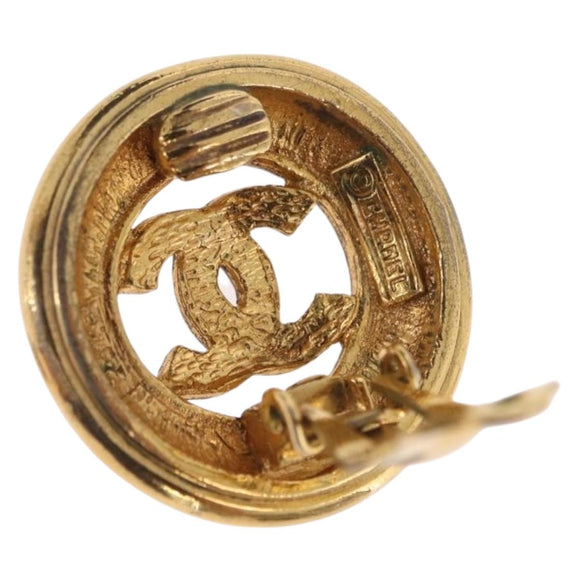 CHANEL COCO Mark Earring Metal Gold Tone CC Auth 198443V