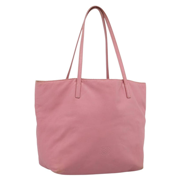 LOEWE Tote Bag Leather Pink Silver Auth 198452