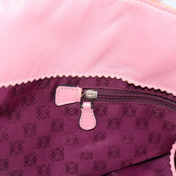 LOEWE Tote Bag Leather Pink Silver Auth 198452