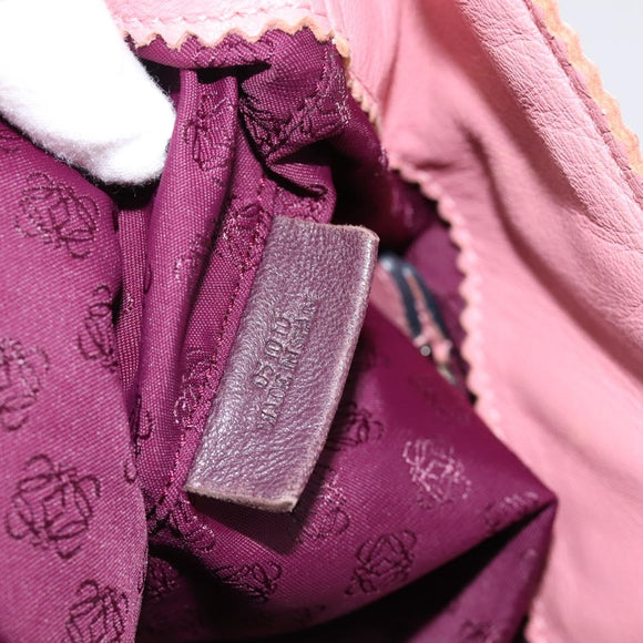 LOEWE Tote Bag Leather Pink Silver Auth 198452