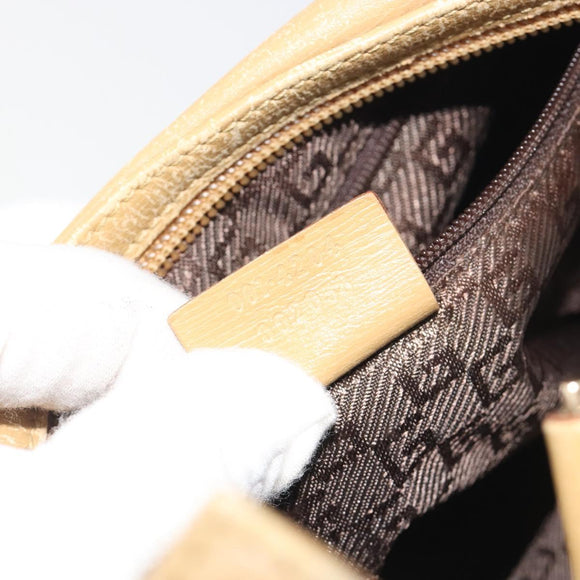 GUCCI Shoulder Bag Leather Beige Gold 001 4204 Auth 198453