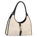 GUCCI Jackie Hand Bag Canvas Beige Silver 002 1067 Auth 198454-1