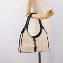 GUCCI Jackie Hand Bag Canvas Beige Silver 002 1067 Auth 198454-21