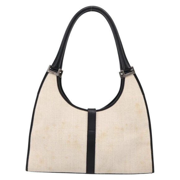GUCCI Jackie Hand Bag Canvas Beige Silver 002 1067 Auth 198454