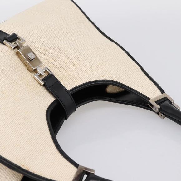 GUCCI Jackie Hand Bag Canvas Beige Silver 002 1067 Auth 198454