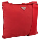 PRADA Shoulder Bag Nylon Red Silver Auth 198455-1