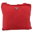PRADA Shoulder Bag Nylon Red Silver Auth 198455-13