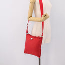 PRADA Shoulder Bag Nylon Red Silver Auth 198455-22