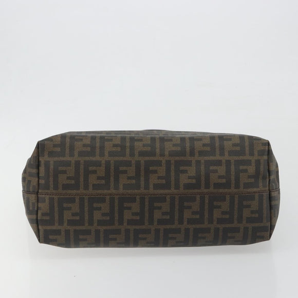 FENDI Zucca Canvas Tote Bag PVC Brown Black Auth 198456