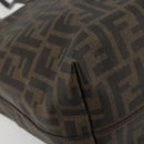 FENDI Zucca Canvas Tote Bag PVC Brown Black Auth 198456-16