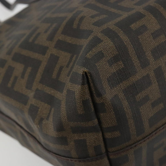 FENDI Zucca Canvas Tote Bag PVC Brown Black Auth 198456