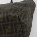 FENDI Zucca Canvas Tote Bag PVC Brown Black Auth 198456-17