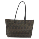 FENDI Zucca Canvas Tote Bag PVC Brown Black Auth 198456-13