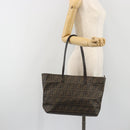 FENDI Zucca Canvas Tote Bag PVC Brown Black Auth 198456-24