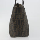 FENDI Zucca Canvas Tote Bag PVC Brown Black Auth 198456-3