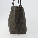FENDI Zucca Canvas Tote Bag PVC Brown Black Auth 198456-4