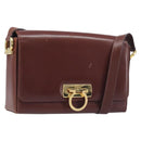 Salvatore Ferragamo Gancini Shoulder Bag Leather Brown Gold Tone Auth 198463A-1