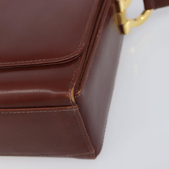 Salvatore Ferragamo Gancini Shoulder Bag Leather Brown Gold Tone Auth 198463A